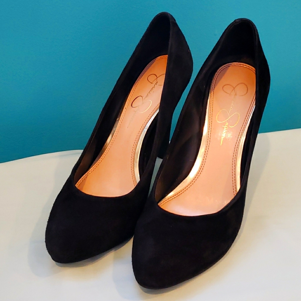 Jessica Simpson Black Suede Pump with Round Toe